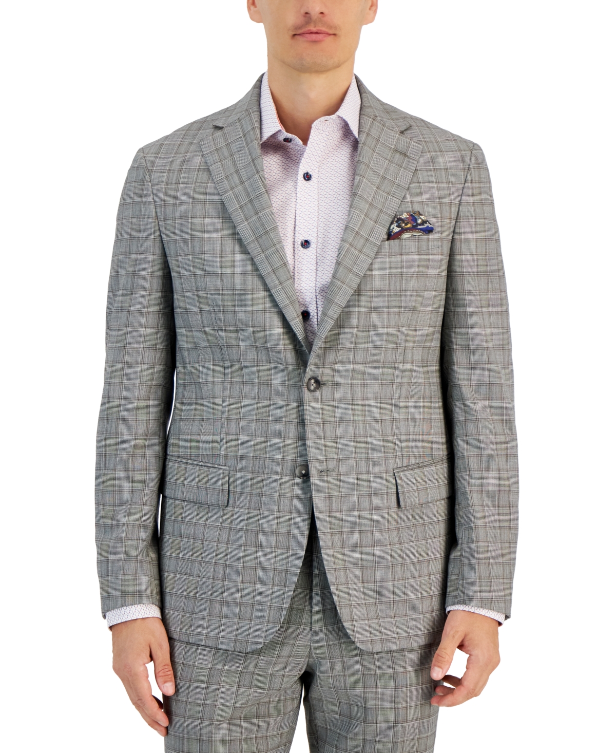 Men's Slim-Fit Wool Suit Separate Jacket - Brown