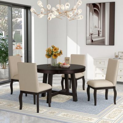 5-Pc Farmhouse Extendable Dining Table Set