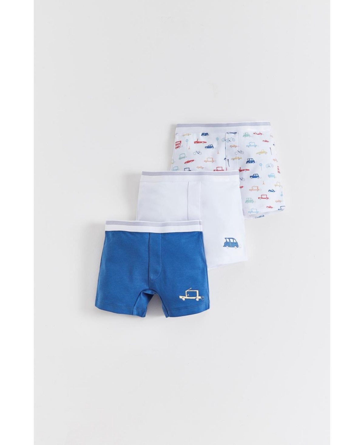 Babycottons Premium Peruvian Pima Cotton Boy Wheels 3-pack Boxer Briefs For Toddler/child In Blue