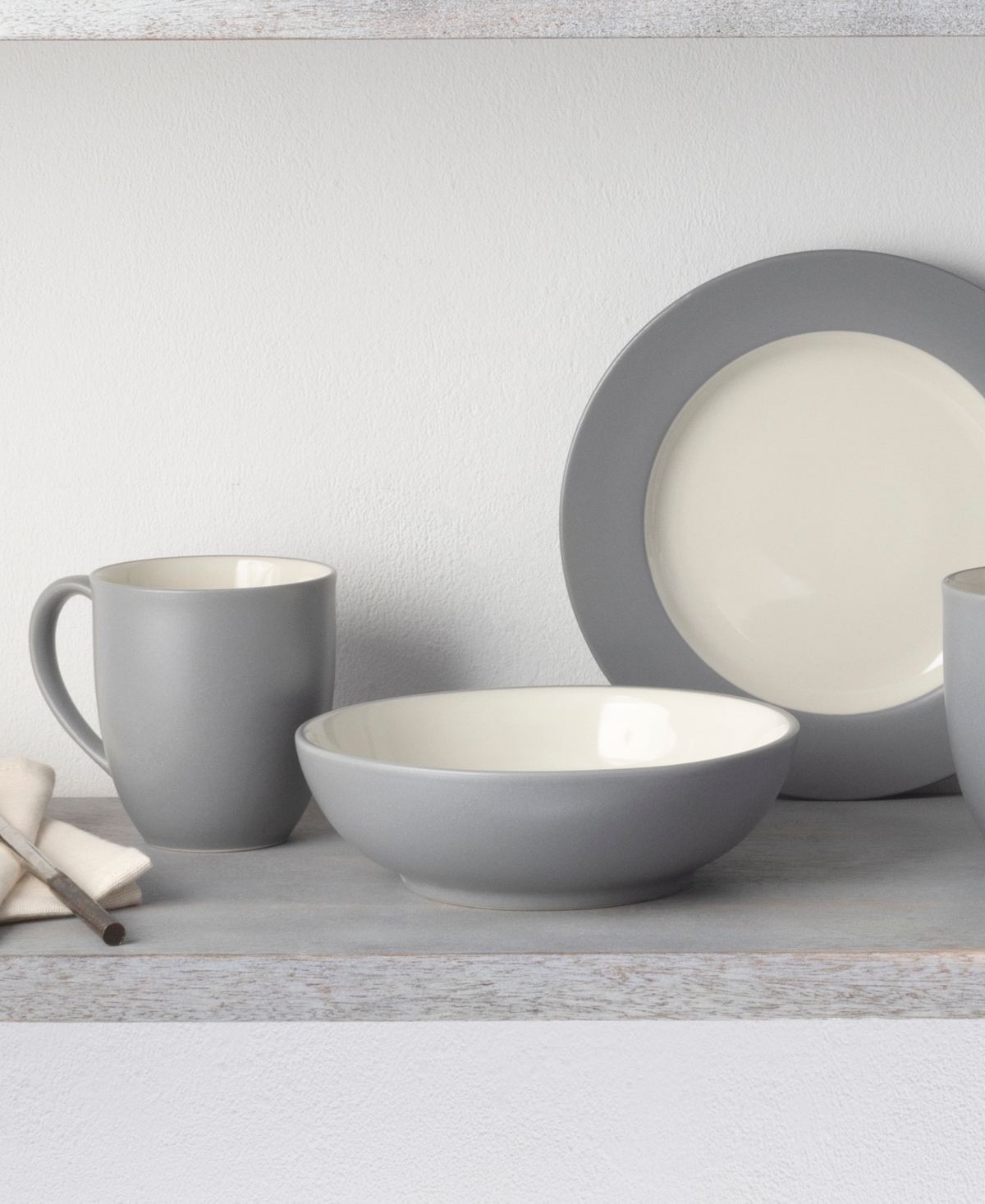 Noritake Colorwave Rim 16-pc. Dinnerware Set, Service For 4 In Gray