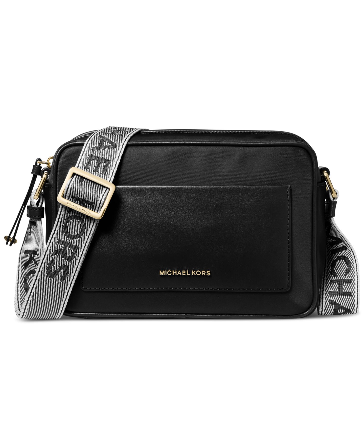 Женская сумка Michael Kors Logo Large Nylon Crossbody with Webbing Strap, цвет: Чёрный — фото 1