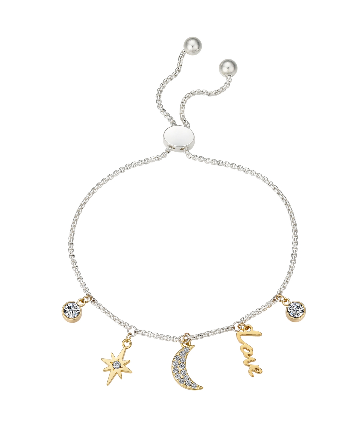 Unwritten Crystal Moon And Star 14k Gold Flash Plated And Bracelet In Gold Two-tone
