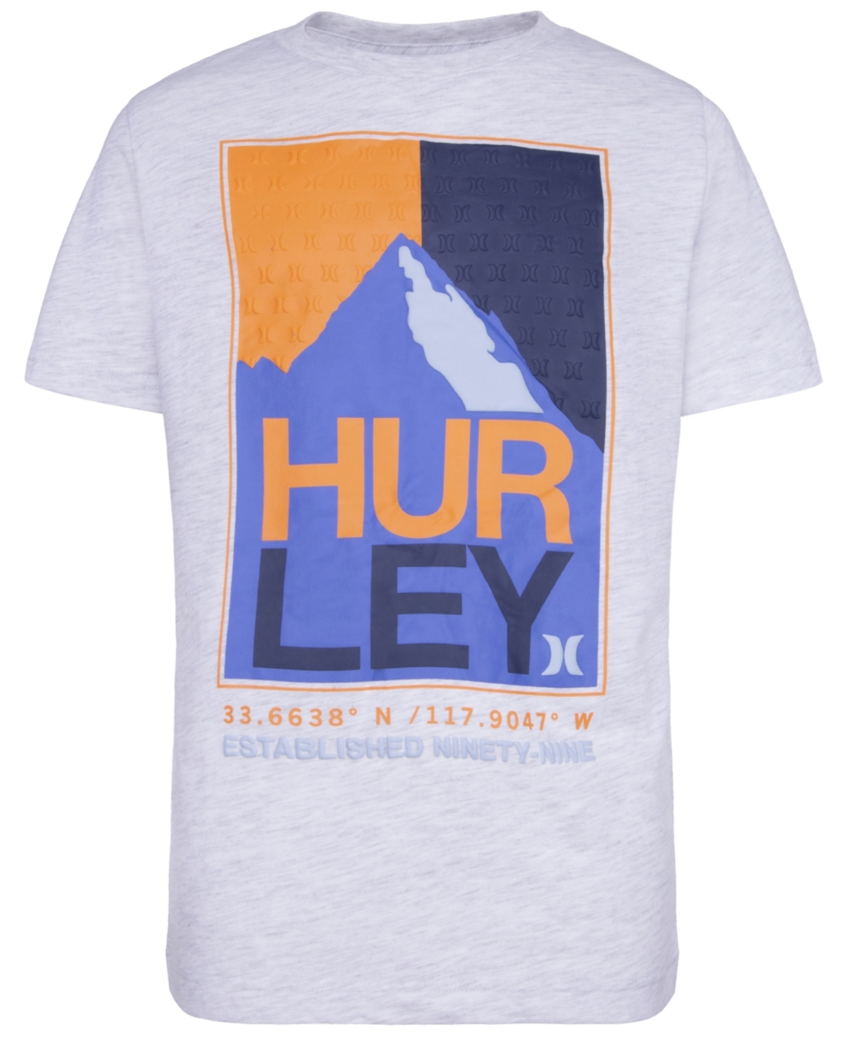 Hurley Big Boys Peak Stack Short Sleeves T-shirt In Birch Heather