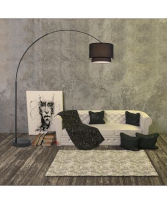 Modern 81" Tall Standing Adjustable Arched Floor Lamp with Double Drum Shade and Marble Base