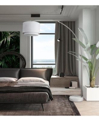 Modern 81" Tall Standing Adjustable Arched Floor Lamp with Double Drum Shade and Marble Base