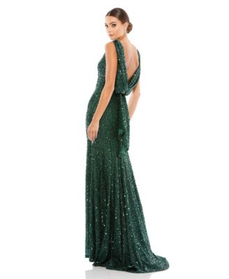 Women's Ieena Sequined Sleeveless Draped Cowl Back Gown