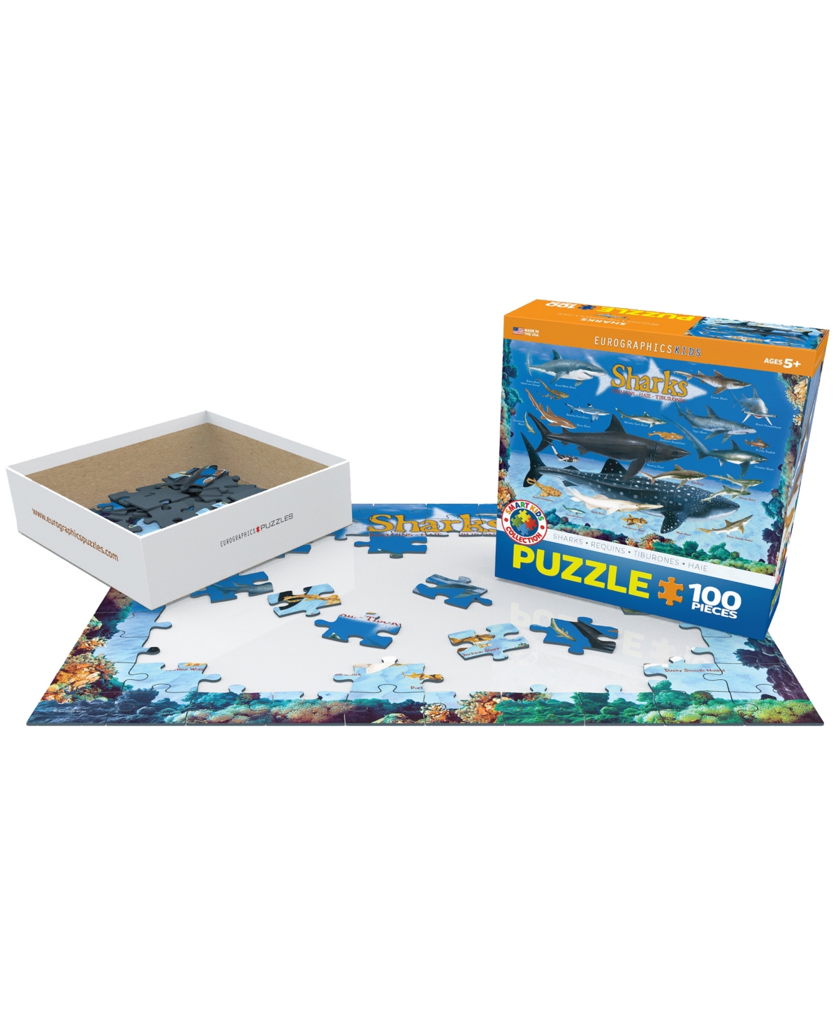 Shop University Games Eurographics Incorporated Smart Kids Collection Sharks Jigsaw Puzzle, 100 Pieces In No Color