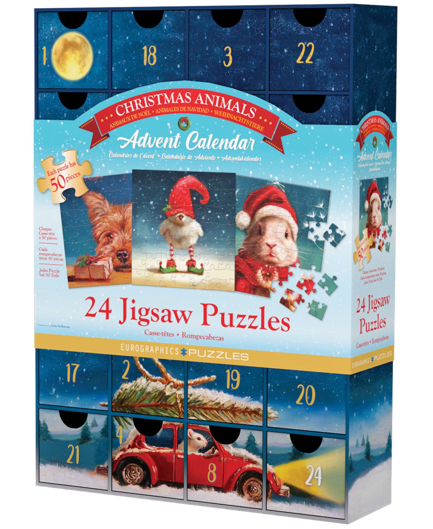 Детский пазл Eurographics Christmas Animals Advent Calendar 24 50-Piece Jigsaw Puzzles, Ages 4+ — фото 1