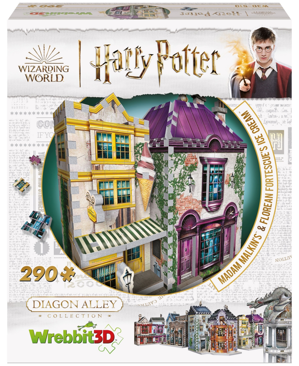 Shop University Games Wrebbit Harry Potter Diagon Alley Collection 4 3d Puzzles Ollivander's Shop, Quidditch Supplies, Mad In No Color