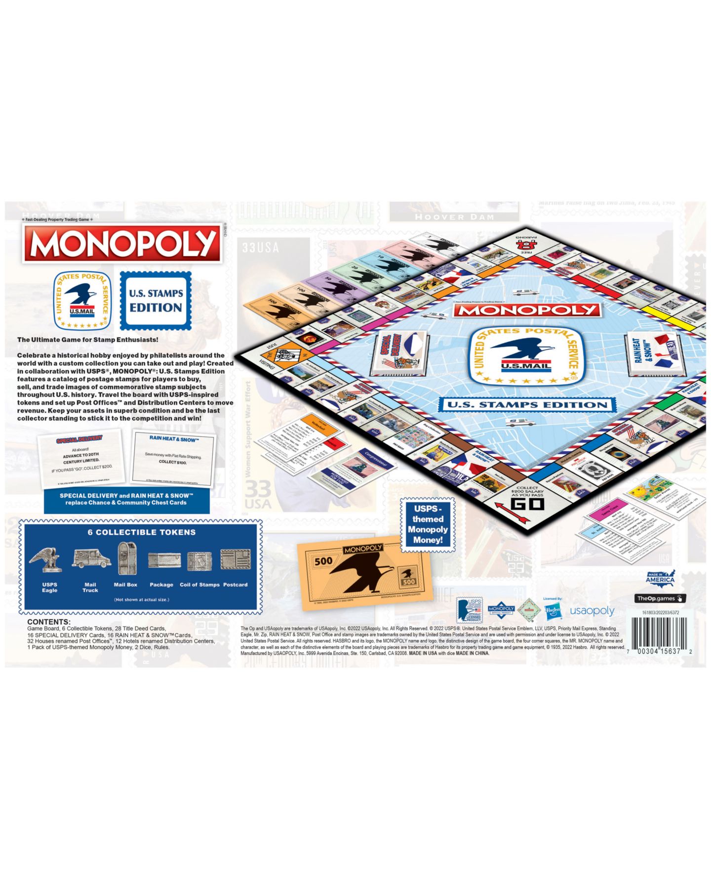 Детская настольная игра University Games Monopoly U.S. Stamps Edition Family Strategy Board Game, Ages 8+ — фото 4