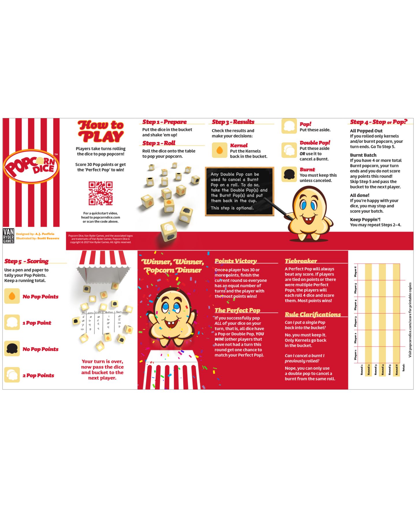 Детская настольная игра University Games Popcorn Dice Press-Your-Luck Dice Game, от 7 лет — фото 6