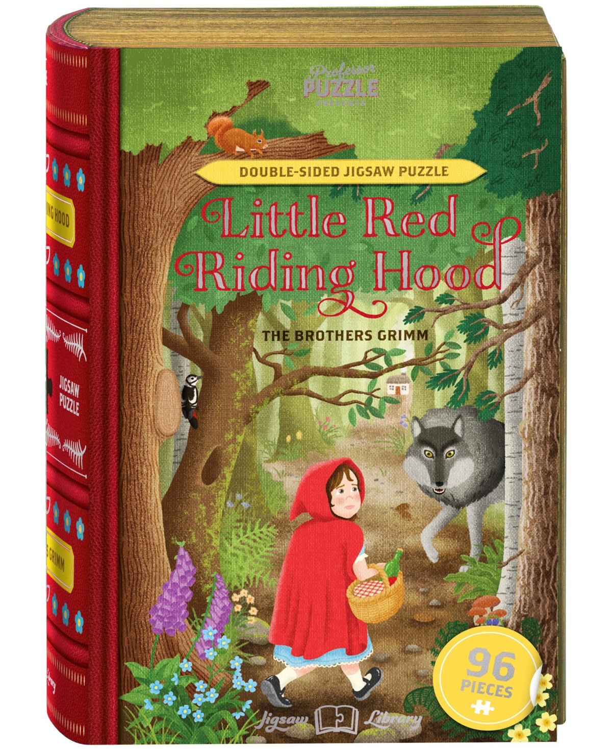 University Games Kids' Professor Puzzle The Brothers Grimm's Little Red Riding Hood Double-sided Jigsaw Puzzle, 96 Pieces In No Color