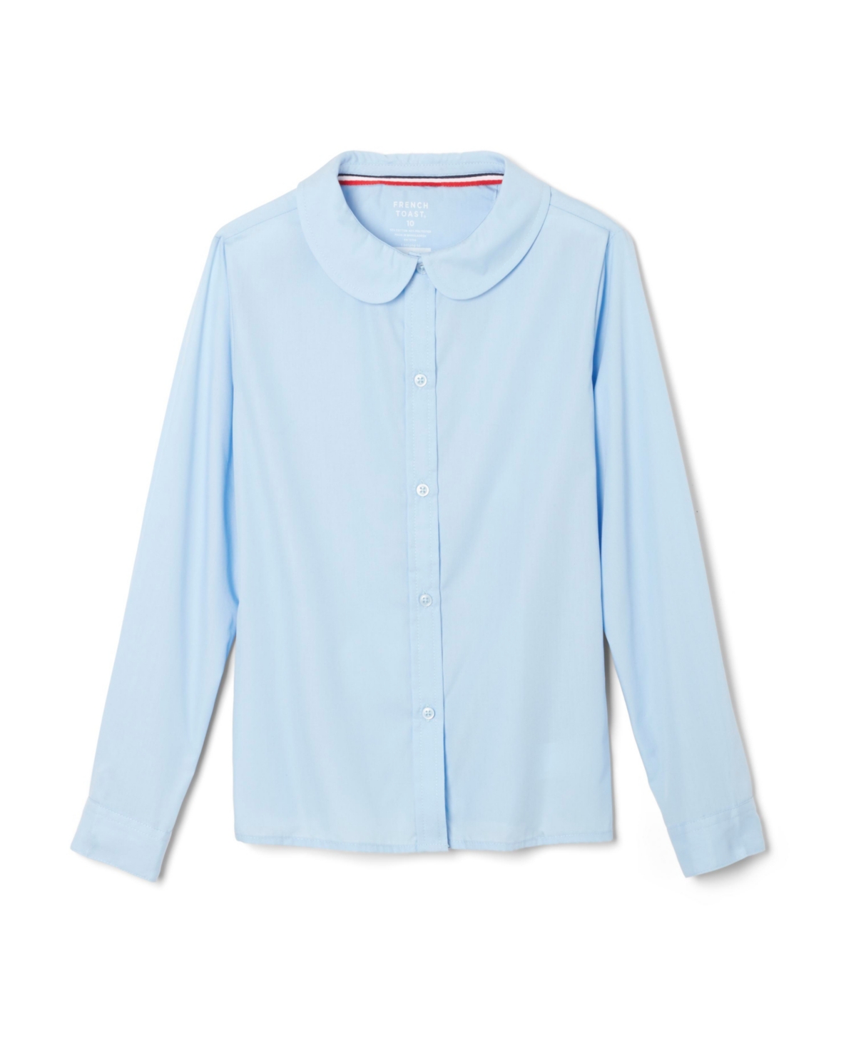 French Toast Little Girls Long Sleeve Modern Peter Pan Collar Blouse In Blue