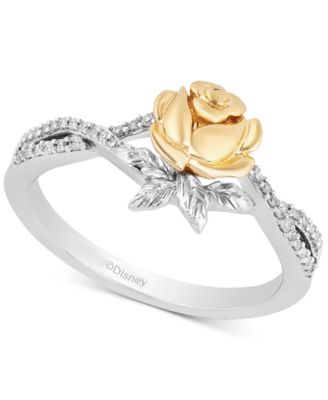Enchanted Disney Fine Jewelry - Diamond Belle Rose Ring (1/10 ct. t.w.) in Sterling Silver & Gold-Plate