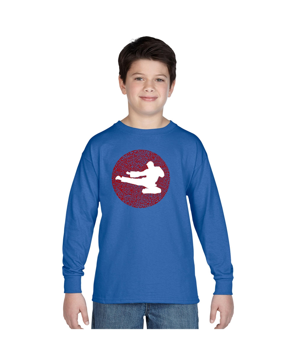 Big Boy's Word Art Long Sleeve T-shirt -Types of Martial Arts