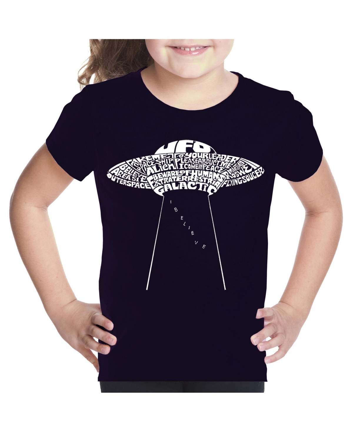 Shop La Pop Art Big Girl's Word Art T-shirt In Black
