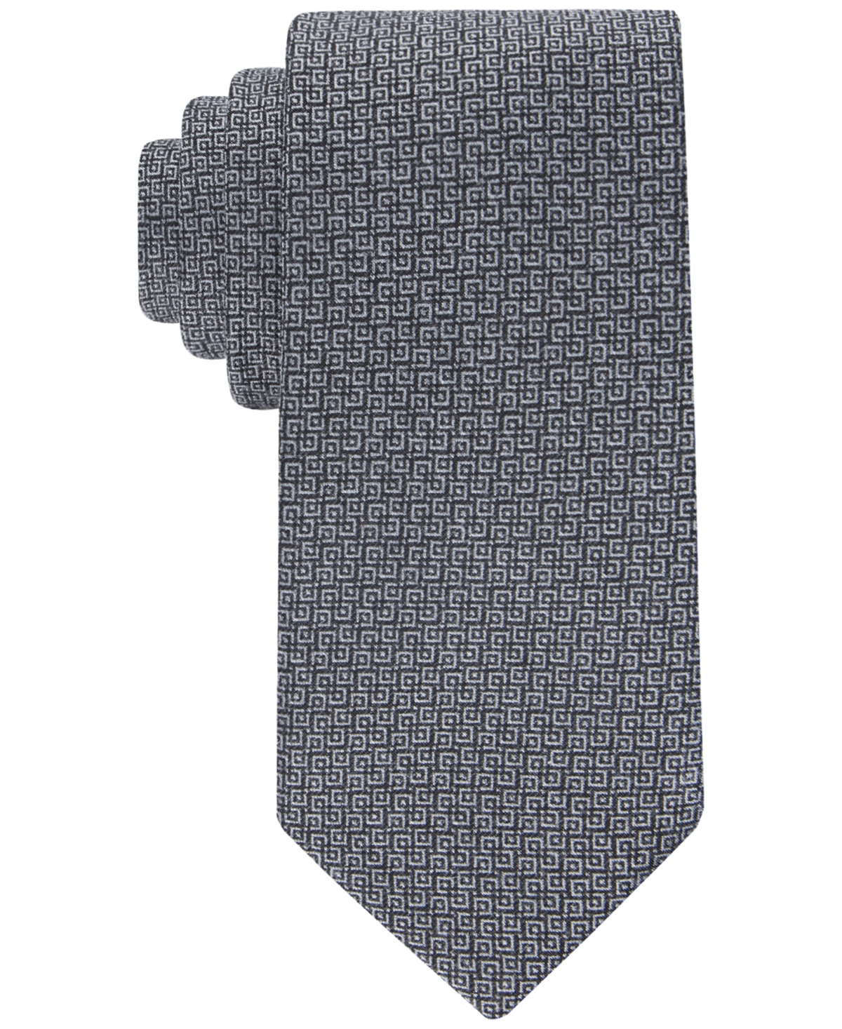 Calvin Klein Men's Interconnected Geo-print Tie In Charcoal