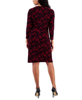 Robe Anne Klein Manches 3/4 - Noire - Taille 6 - Jersey - Neuf Avec Légers Défauts