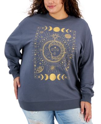 Rebellious One - Trendy Plus Size Celestial Moon Sweatshirt
