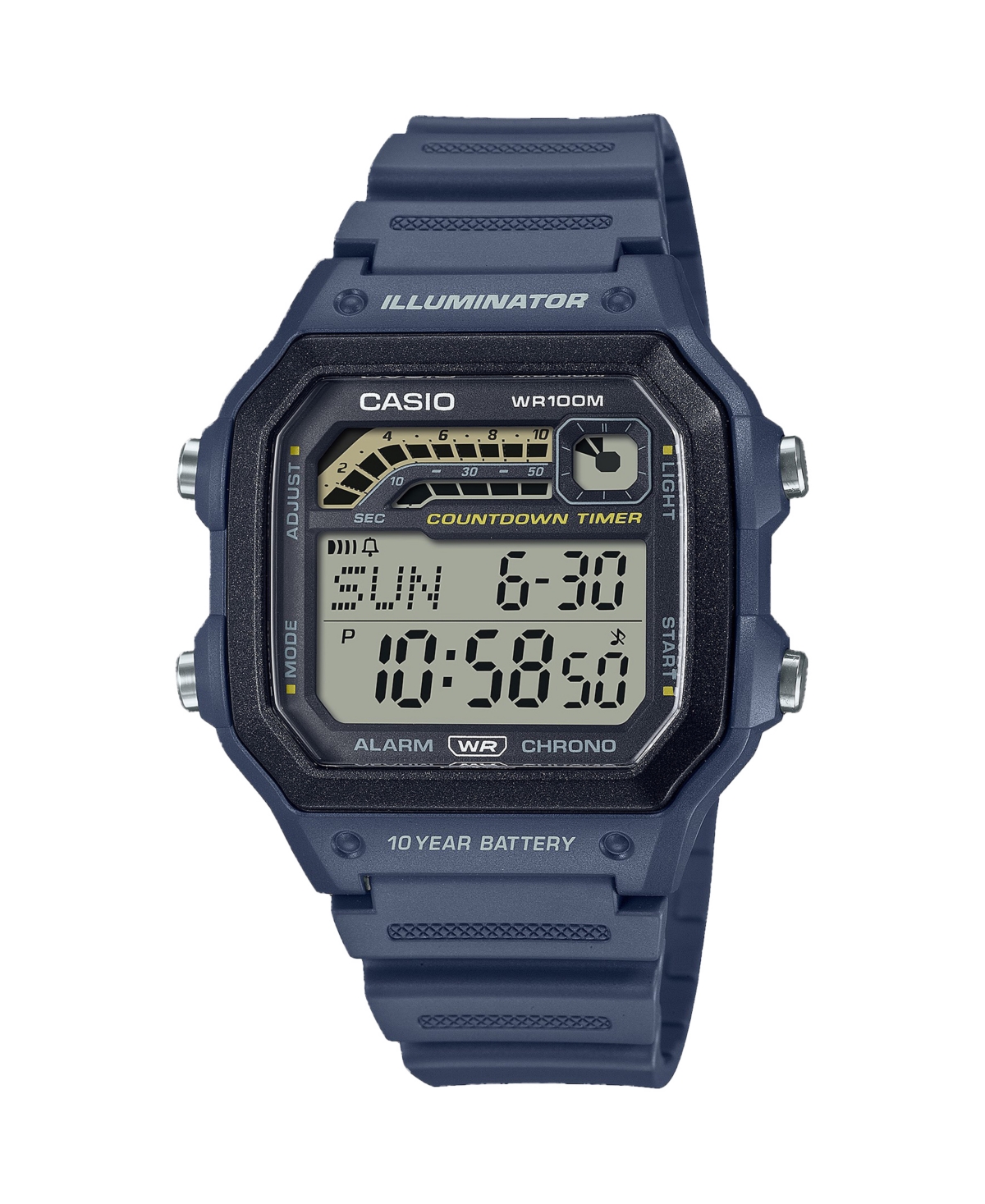 Casio Men's Digital Blue Resin Watch 42.1mm, Ws1600h-2av