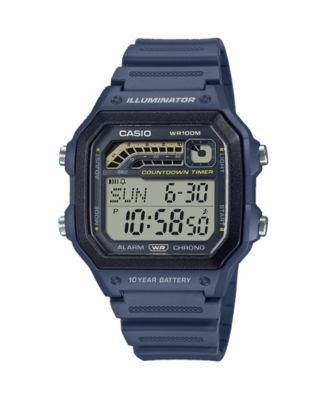 vært Eve kort Casio Men's Digital Blue Resin Watch 42.1mm, WS1600H-2AV - Macy's