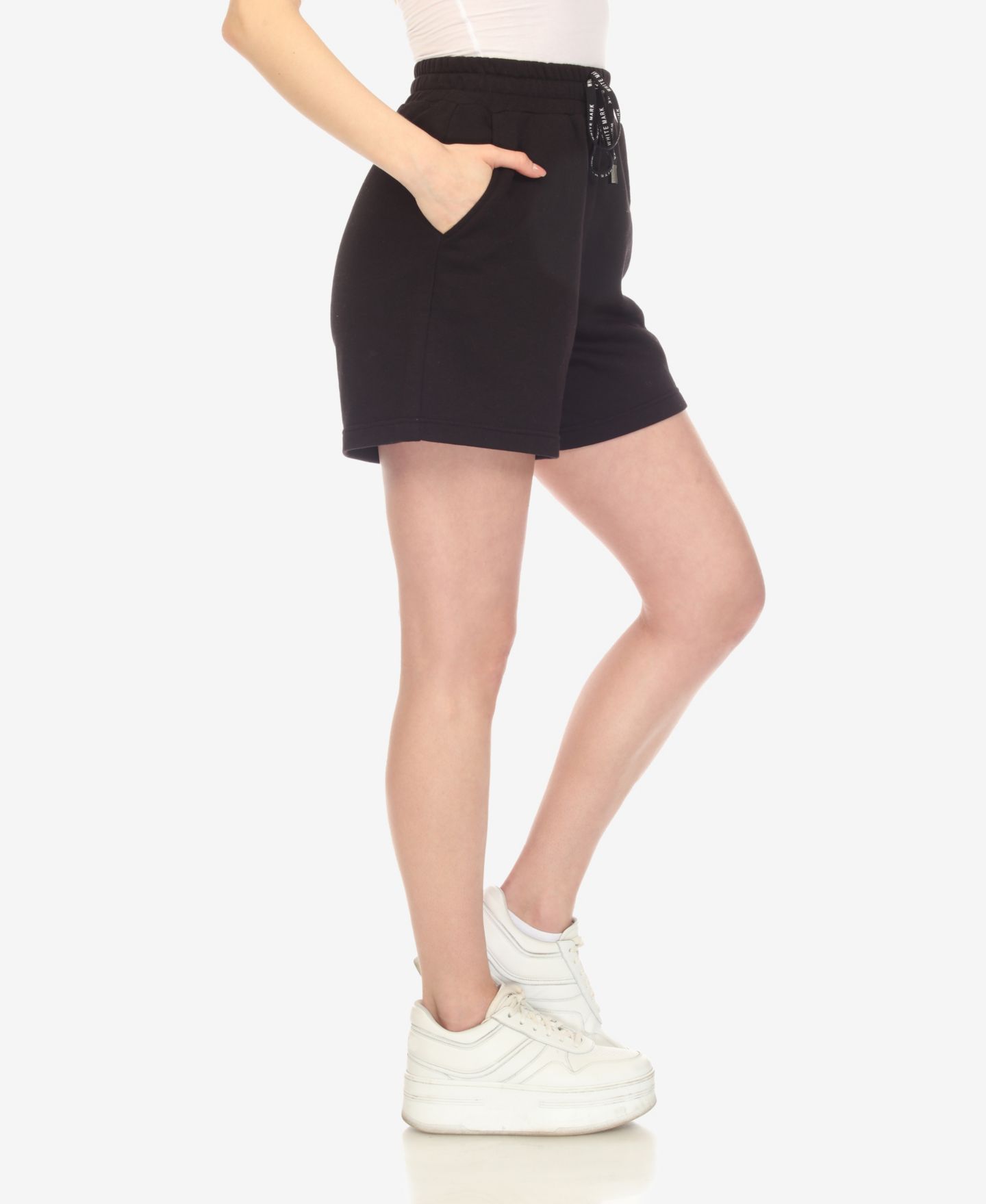 Женские шорты White Mark Super Soft Drawstring Waistband Sweat Shorts, цвет: Чёрный — фото 4