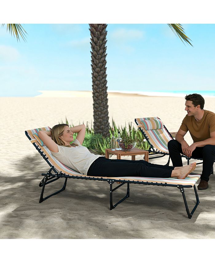 Outsunny Outdoor Folding Chaise Lounge Chair, Portable Lightweight