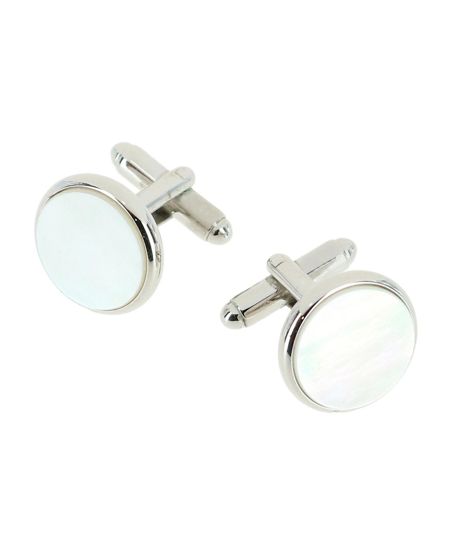 Мужские запонки TRAFALGAR Sutton Round Mother of Pearl Rhodium Cufflinks — фото 1