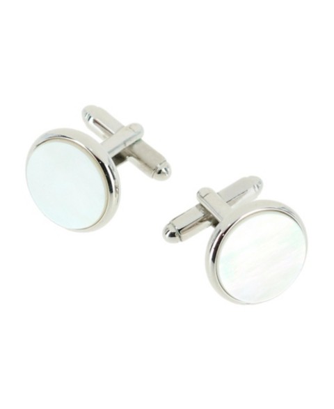 Мужские аксессуары Trafalgar Sutton Round Mother of Pearl Rhodium Cufflinks