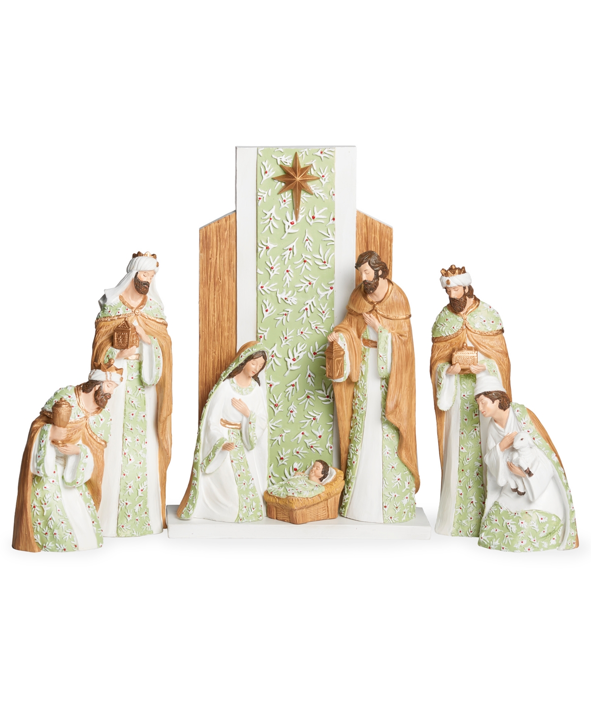 Roman 13" H 8 Piece Set Nativity Mistletoe In Multi Color