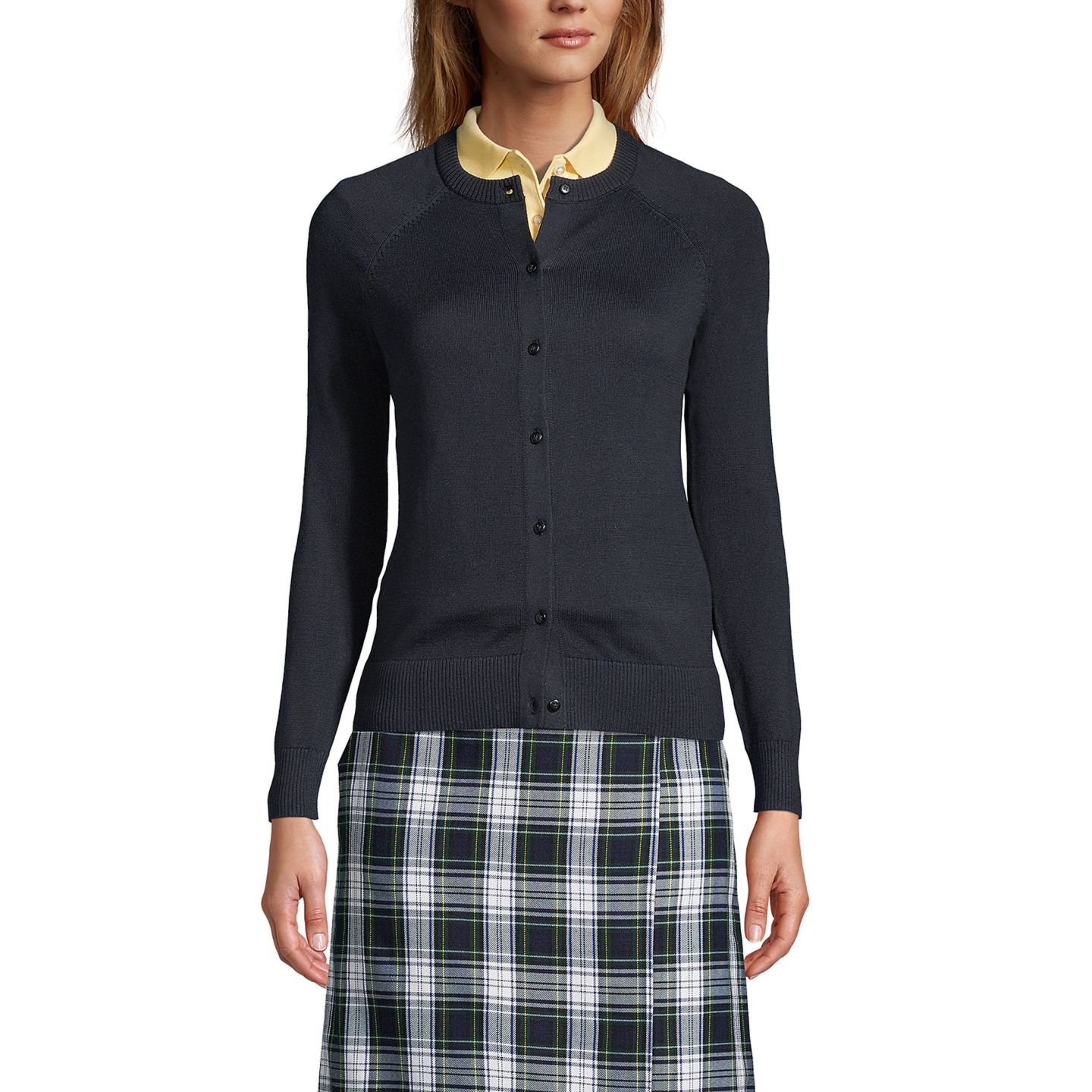 Женский кардиган Lands' End Cotton Modal Cardigan, цвет: Чёрный — фото 1