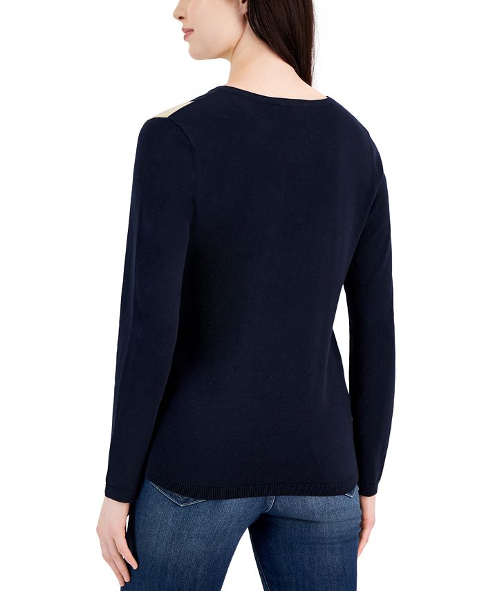 Tommy Hilfiger Women's Cotton Argyle V-Neck Sweater - Macy's