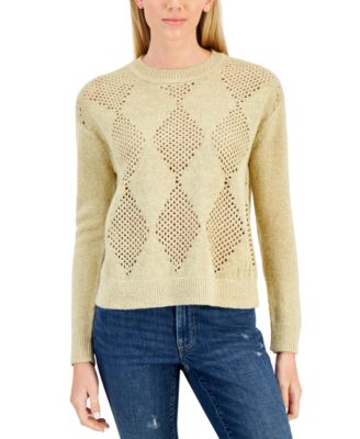 Tommy Hilfiger - Women's Open-Stitch Argyle Metallic Sweater