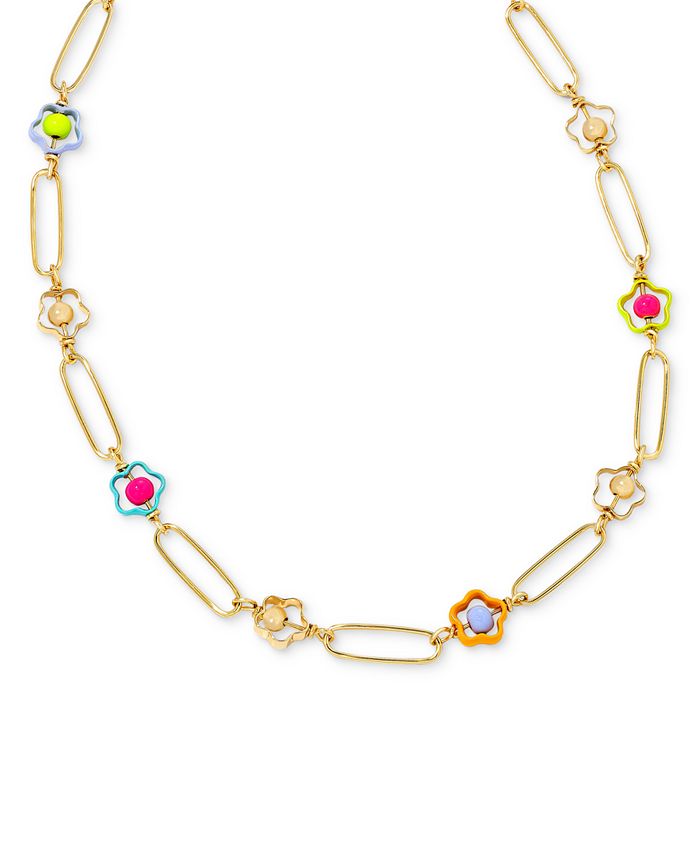 INC International Concepts Gold Rainbow Crystal Necklace Extender Statement