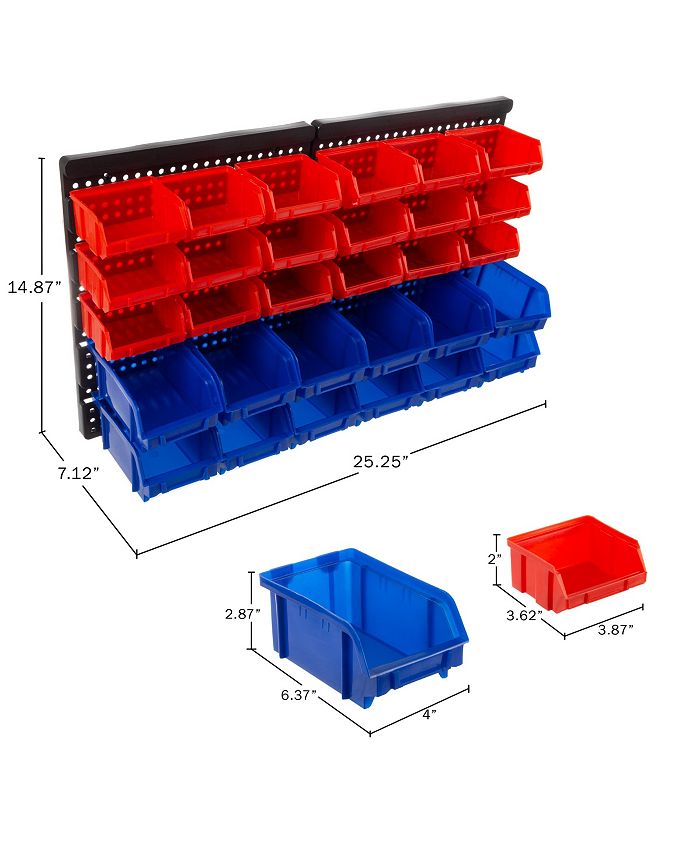 Stalwart WallMounted Garage Storage Bins 30 Compartments for Garage