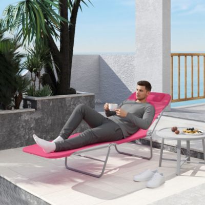Foldable Reclining Pool and Beach Chair w/ Pillow,