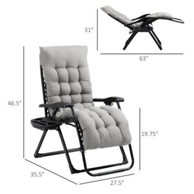 Padded Zero Gravity Chair w/ Cup Holder Tray,