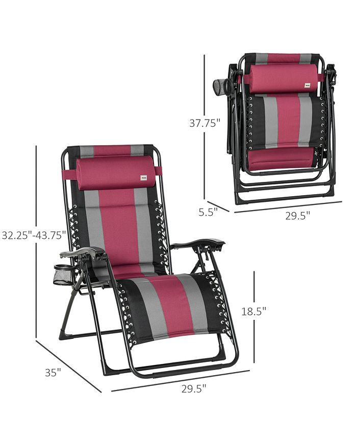 Outsunny XL Oversize Zero Gravity Recliner, Padded Patio Lounger Chair