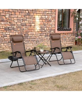 Zero Gravity Chair Set with Folding Table & Cup Holder Trays,