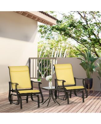 3pc Outdoor Gliding Chairs with Tea Table Set,