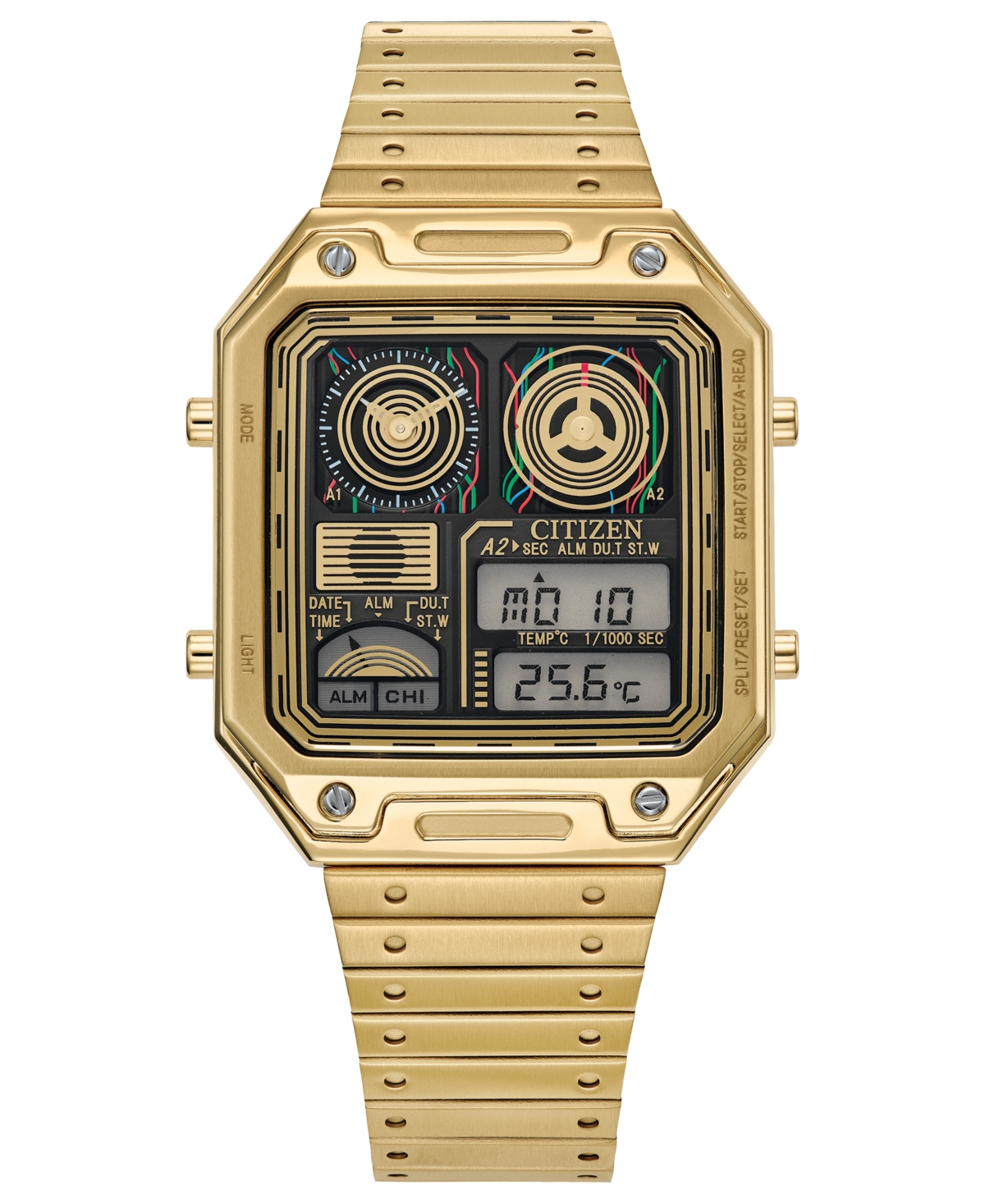 Citizen Men's Star Wars C-3po Ana-digi Gold-tone Stainless Steel Bracelet Watch 33mm