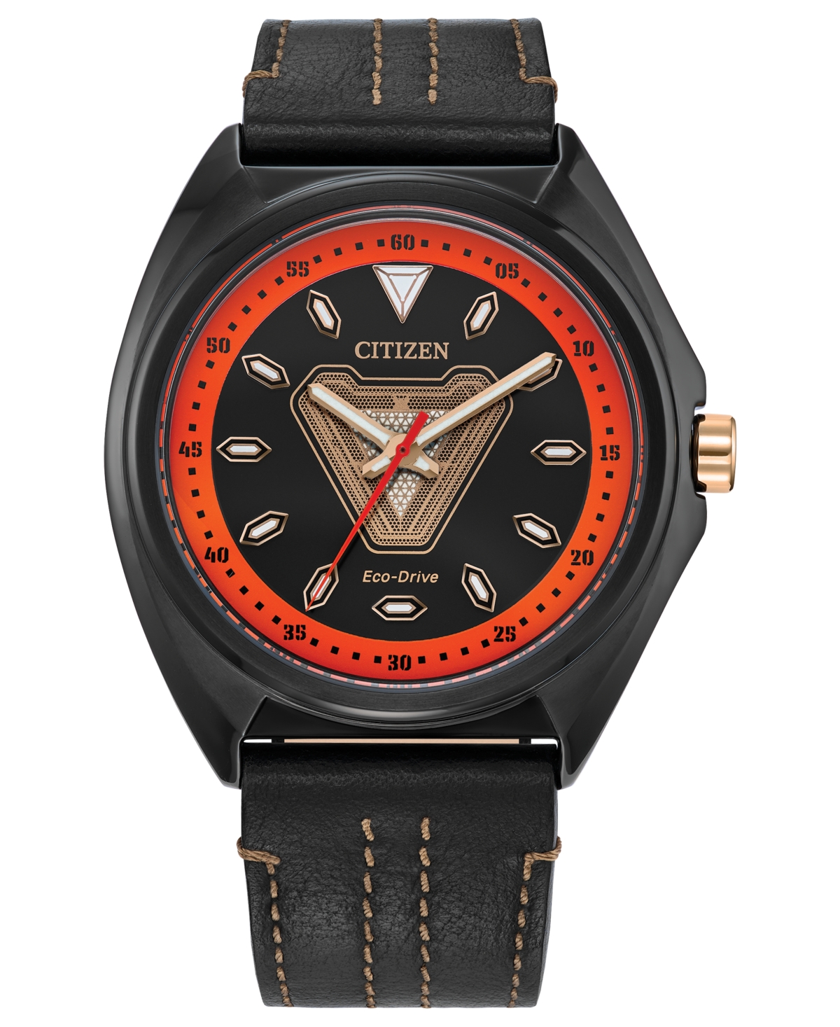 Citizen Eco-drive Men's Marvel Tony Stark Black Leather Strap Watch 43mm