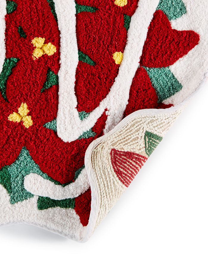 Holiday Lane Poinsettia Joy Sculpted Holiday Rug, 20" x 30", Created for Macy's Macy's