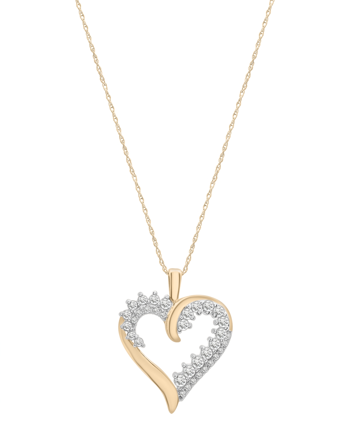 Macy's Diamond Open Heart 18" Pendant Necklace (1/2 Ct. T.w.) In 10k Gold, Created For  In K Yellow Gold