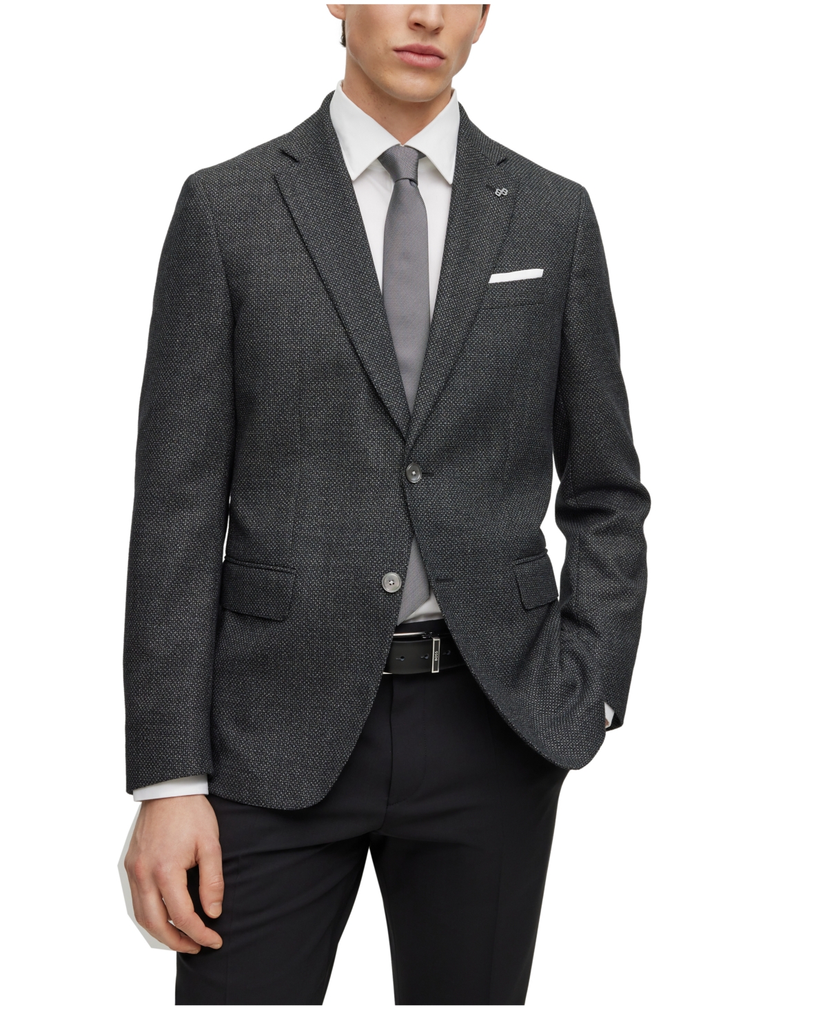 Hugo Boss Boss By  Men's Micro-patterned Slim-fit Jacket In Black