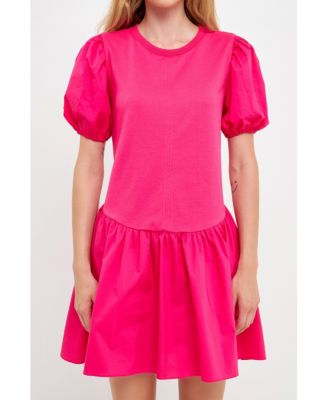 Women's Mixed Media Babydoll Dress