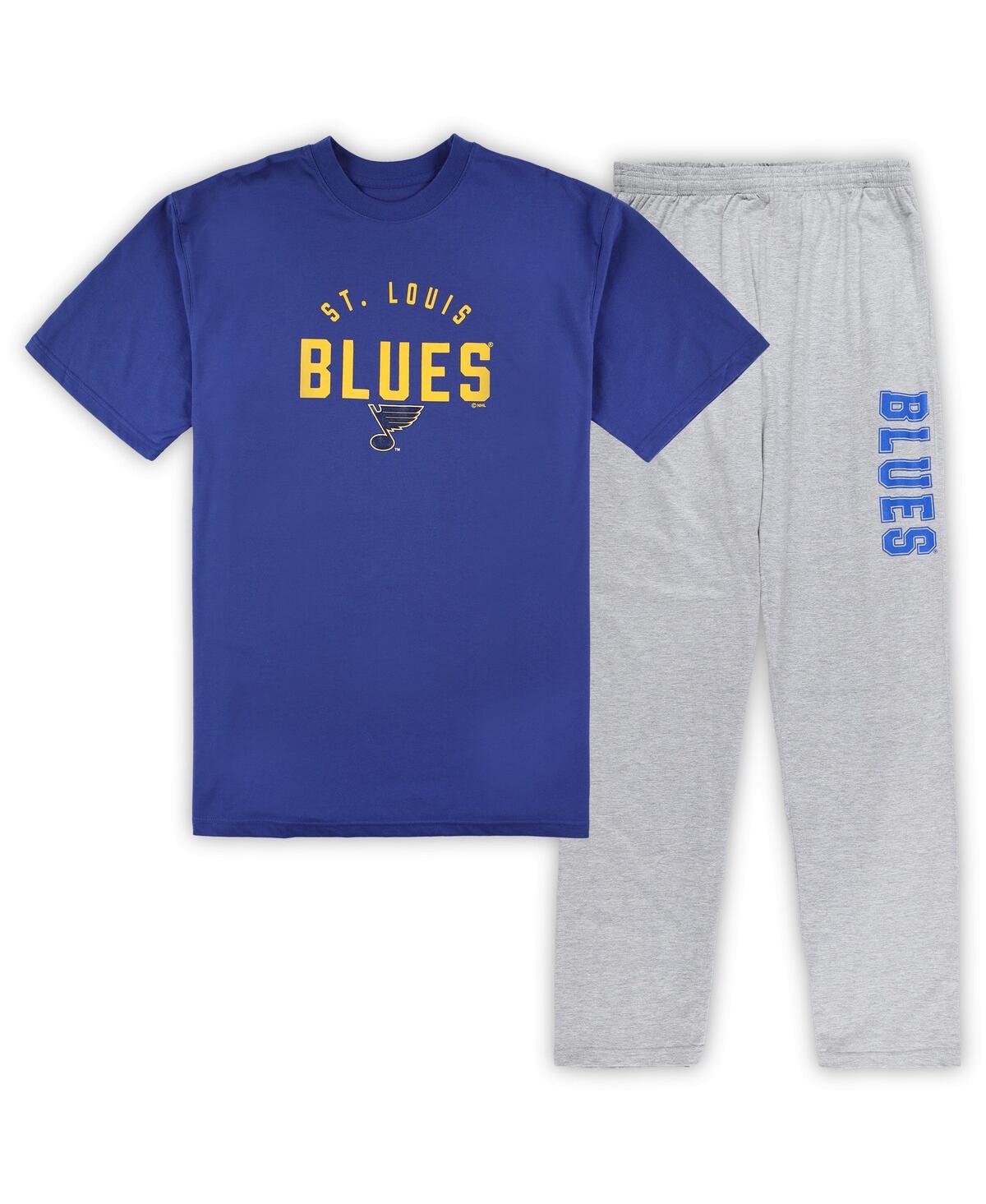 Profile Men's St. Louis Blues Royal, Heather Gray Big And Tall T-shirt And Pants Lounge Set In Royal,heather Gray