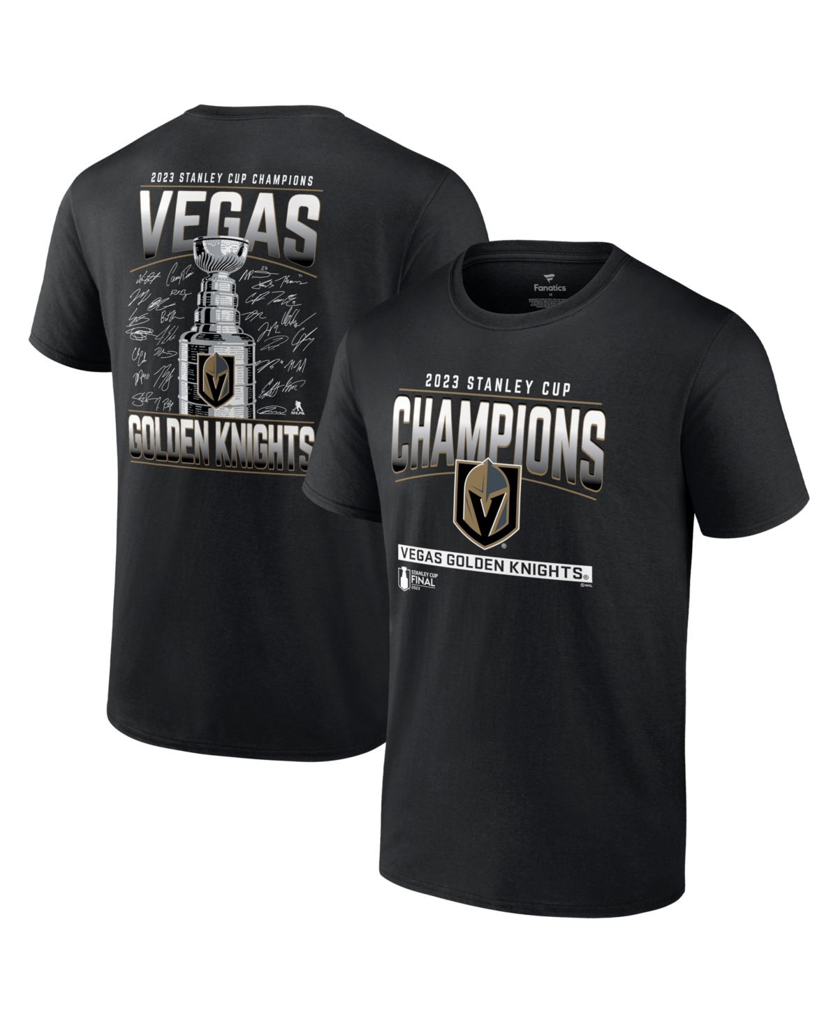Fanatics Men's  Black Vegas Golden Knights 2023 Stanley Cup Champions Signature Roster T-shirt In Black