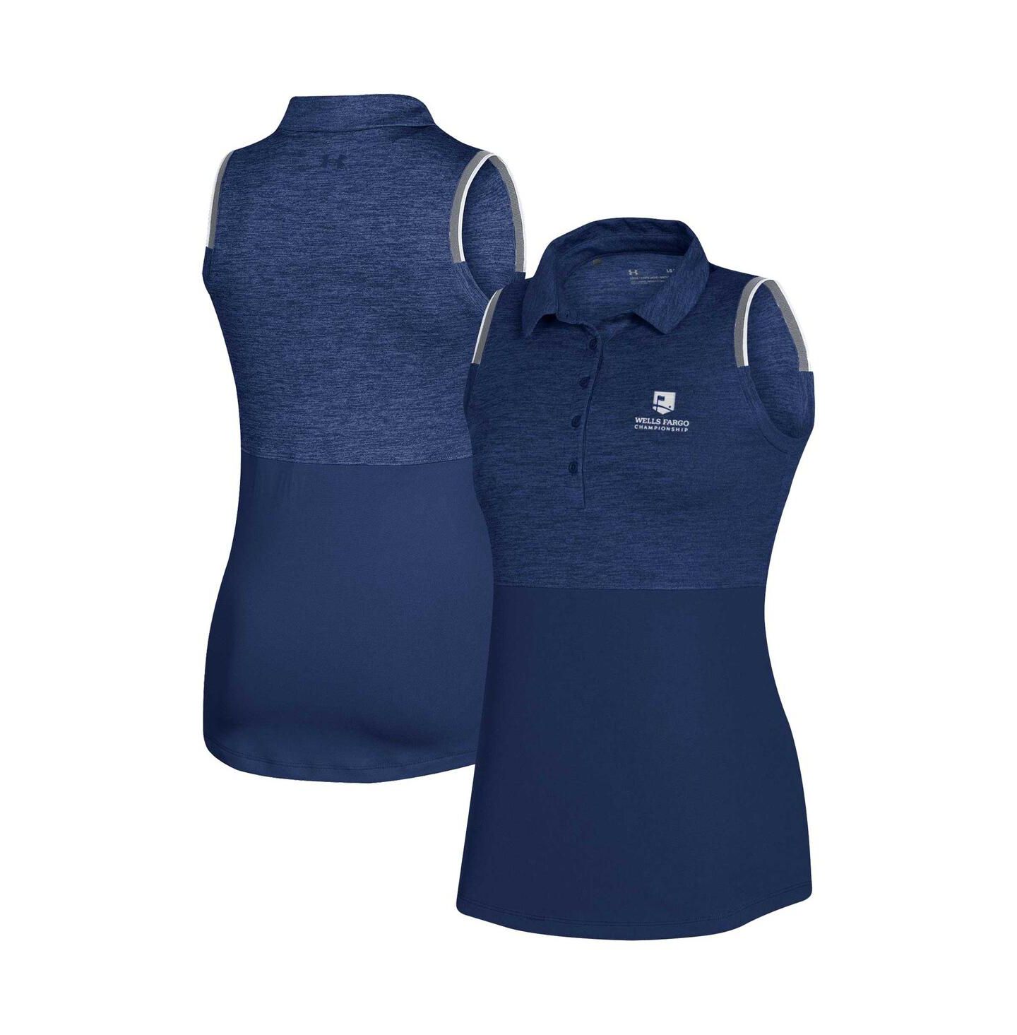 Женское поло Under Armour Navy Wells Fargo Championship Playoff Sleeveless Polo — фото 1