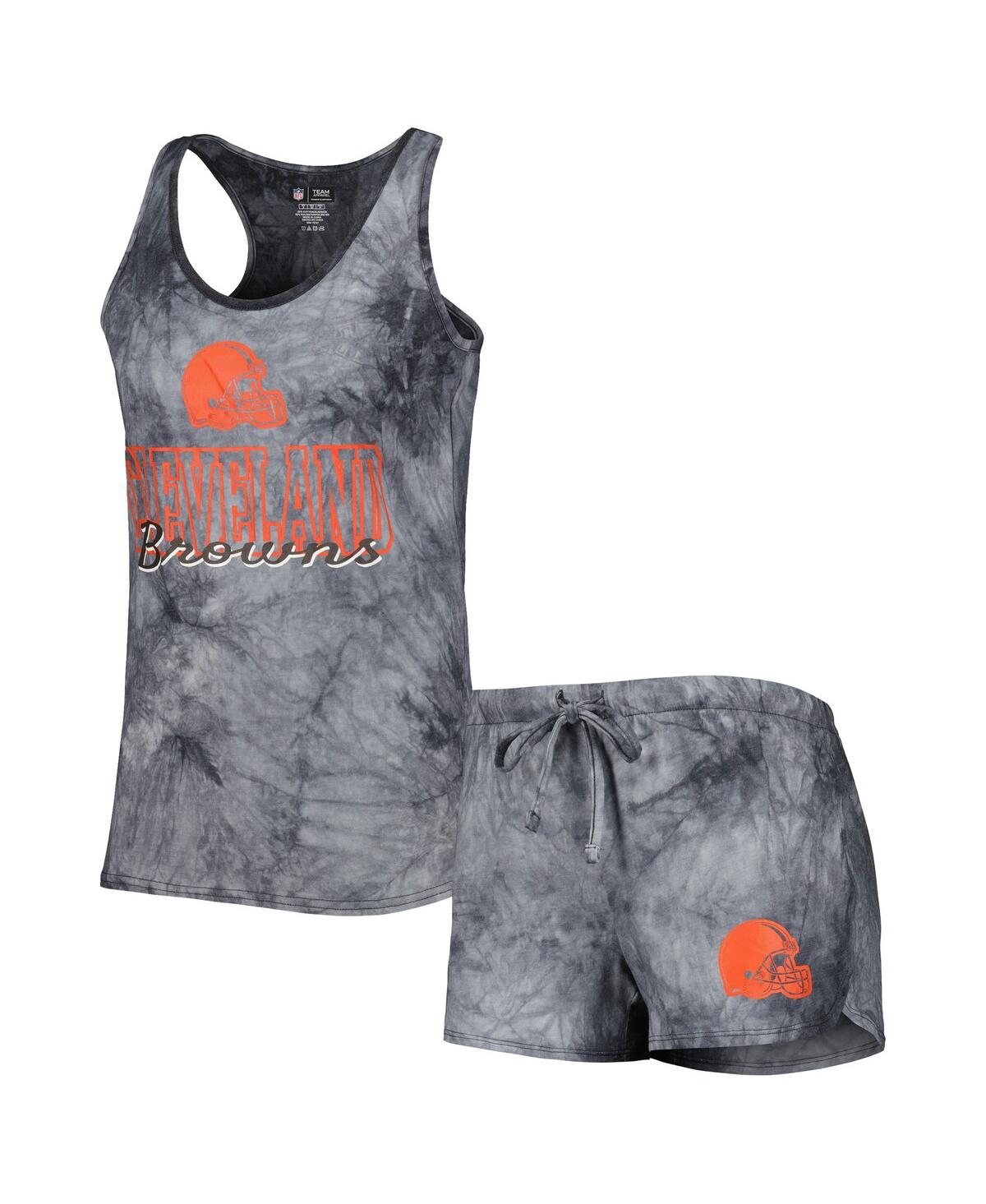 Shop Concepts Sport Women's  Charcoal Cleveland Browns Billboard Scoop Neck Racerback Tank And Shorts Slee